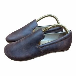 EIH Handcrafted Unisex  Wo’s 11.5 Men 9 (42EU) Brown Leather Slip-On Flat Loafer